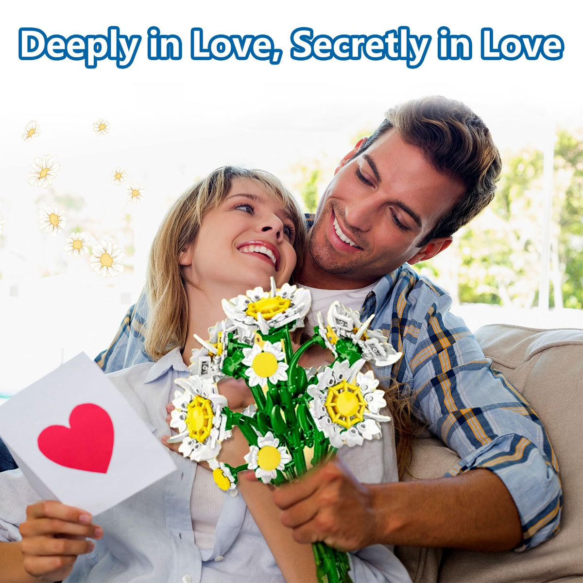 RECROQUO Daisy with vase displays an assembled bouquet as a decor focal point.