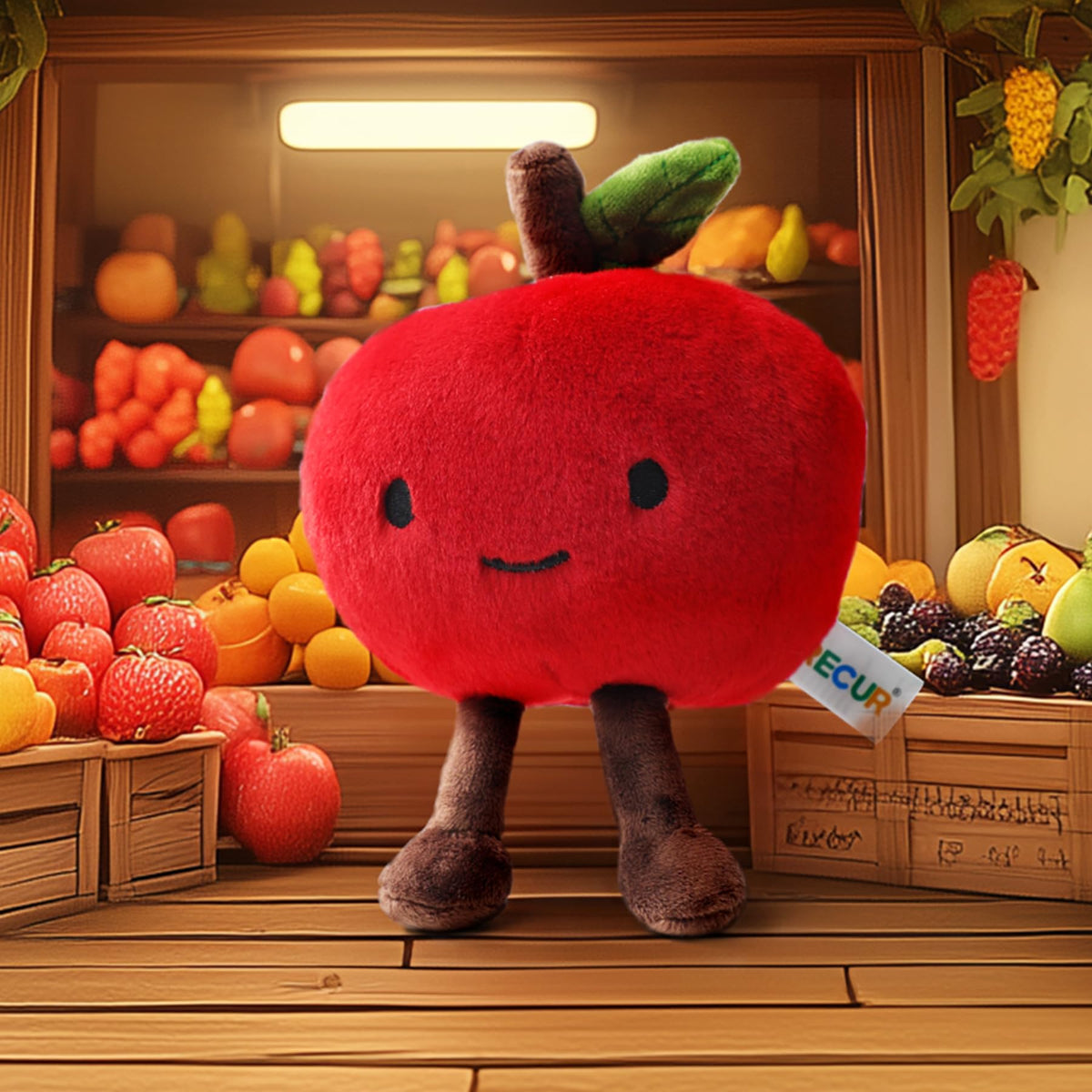 RECUR eight-inch apple plush invites imaginative play and comforting routines.