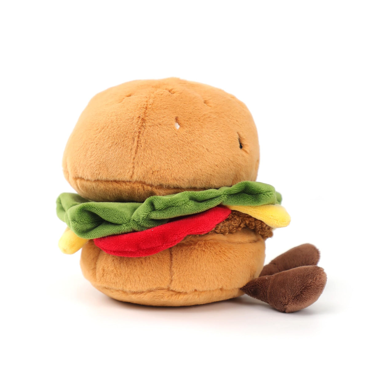 RECUR hamburger stuffed animal sesame seeds detail invites playful imagination.