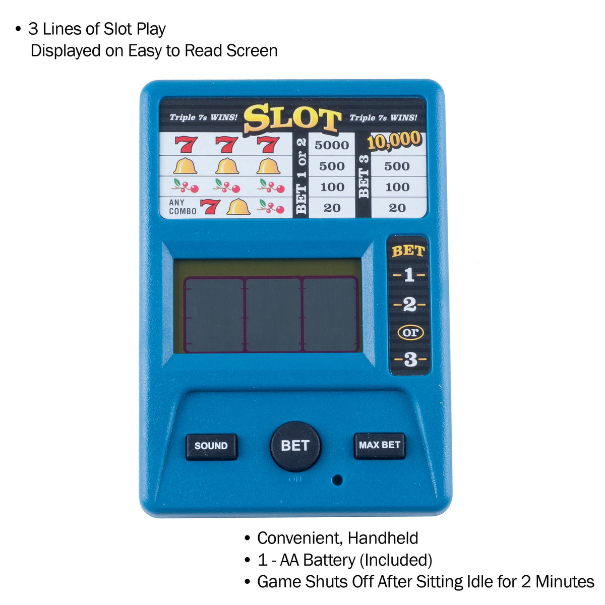 RecZone Electronic Handheld Slot Machine with battery included supports instant play anywhere
