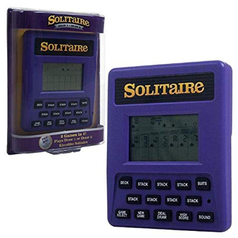 RecZone Trademark Poker handheld solitaire purple front view, ideal travel companion.