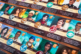 Crew health tokens and resource counters ready for strategic planning.