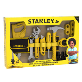 Red Toolbox Stanley Jr. kids tool set with hammer for imaginative building play.