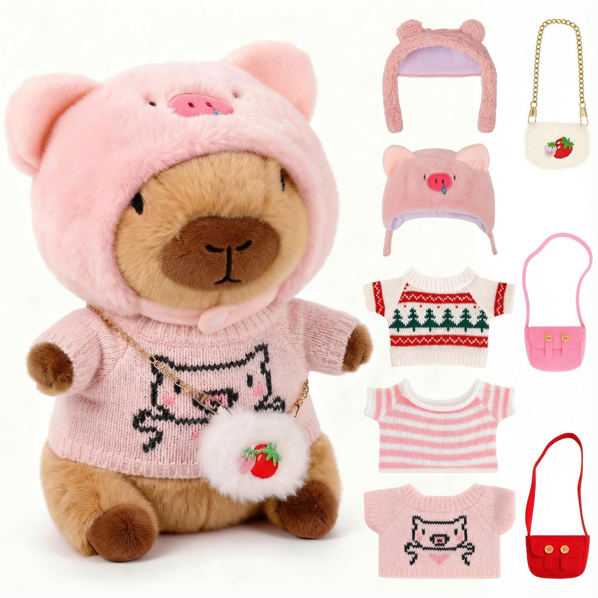 Redaica Capybara plush with dress-up set for imaginative play and cuddling