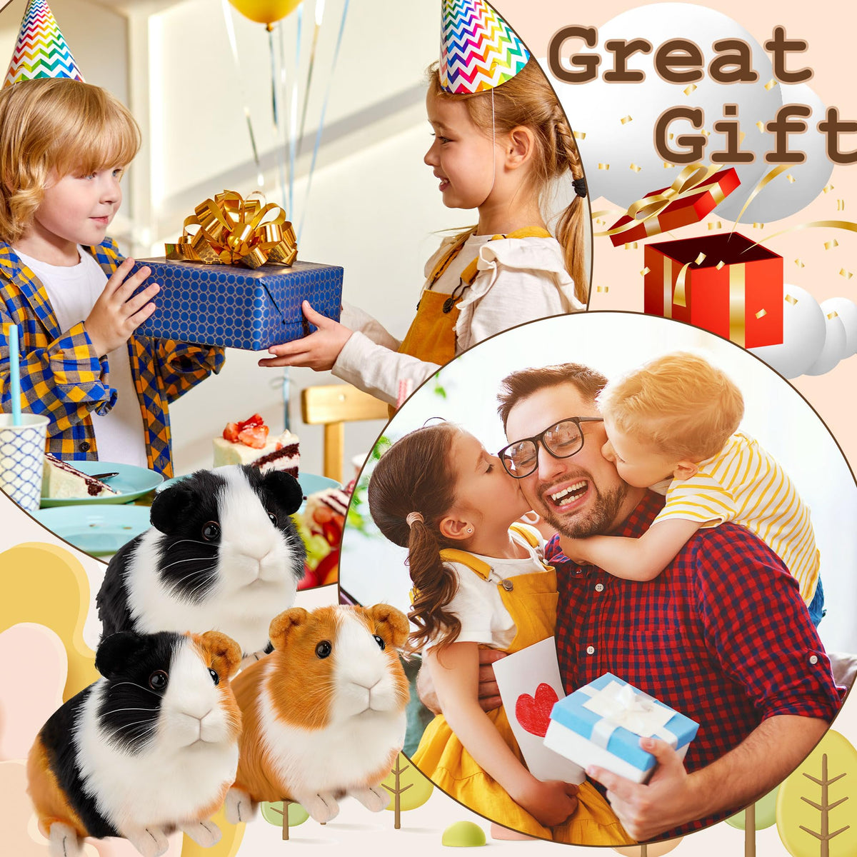 Redaica stuffed guinea pig with lifelike whiskers ideal for storytelling adventures