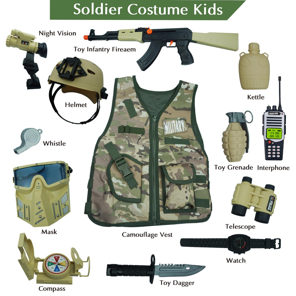 RedCrab Army vest with adjustable straps for growing kids.