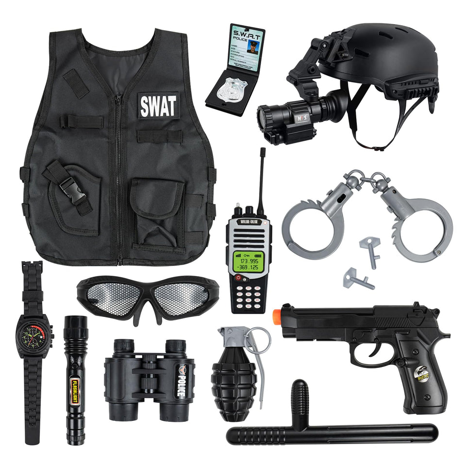 RedCrab SWAT tactical vest on child for immersive pretend play