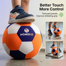 Redfield HomeKix Size 4 ball in action on carpet, quiet bounce for indoor use.