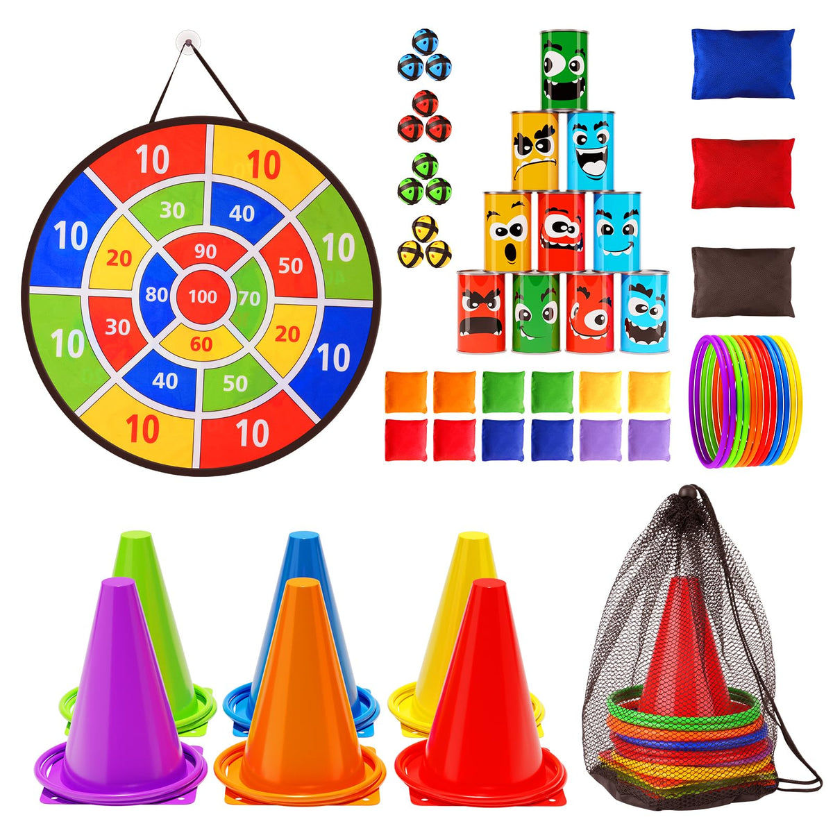 Redllo dual-sides dart board with numbers and dinosaurs for indoor family play