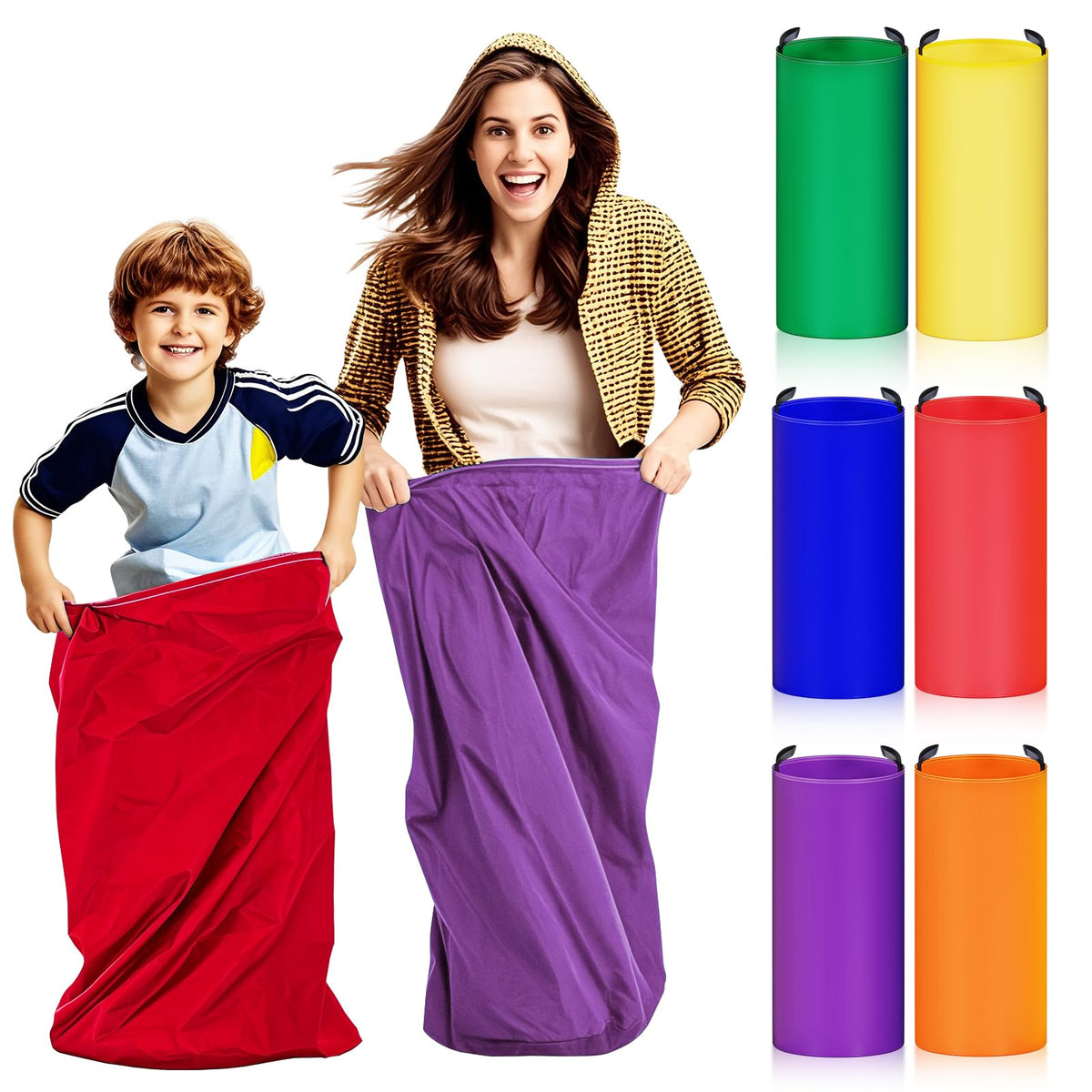 Redllo potato sack race bags in adult size for inclusive outdoor play.