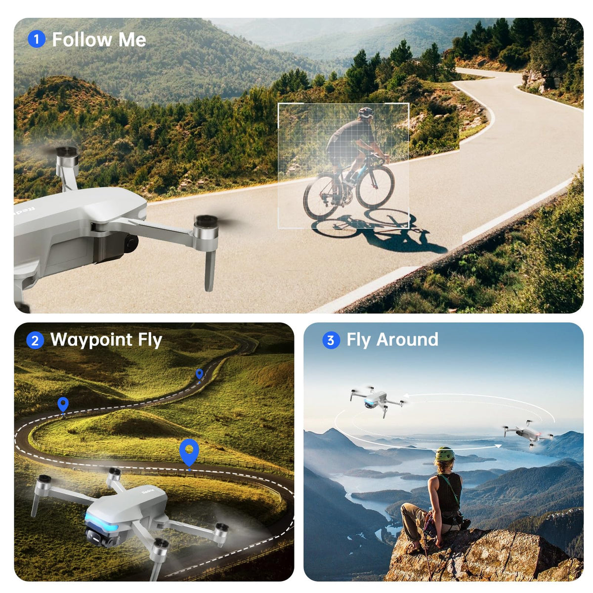 REDRIE drone Circle Fly mode creates orbiting cinematic footage