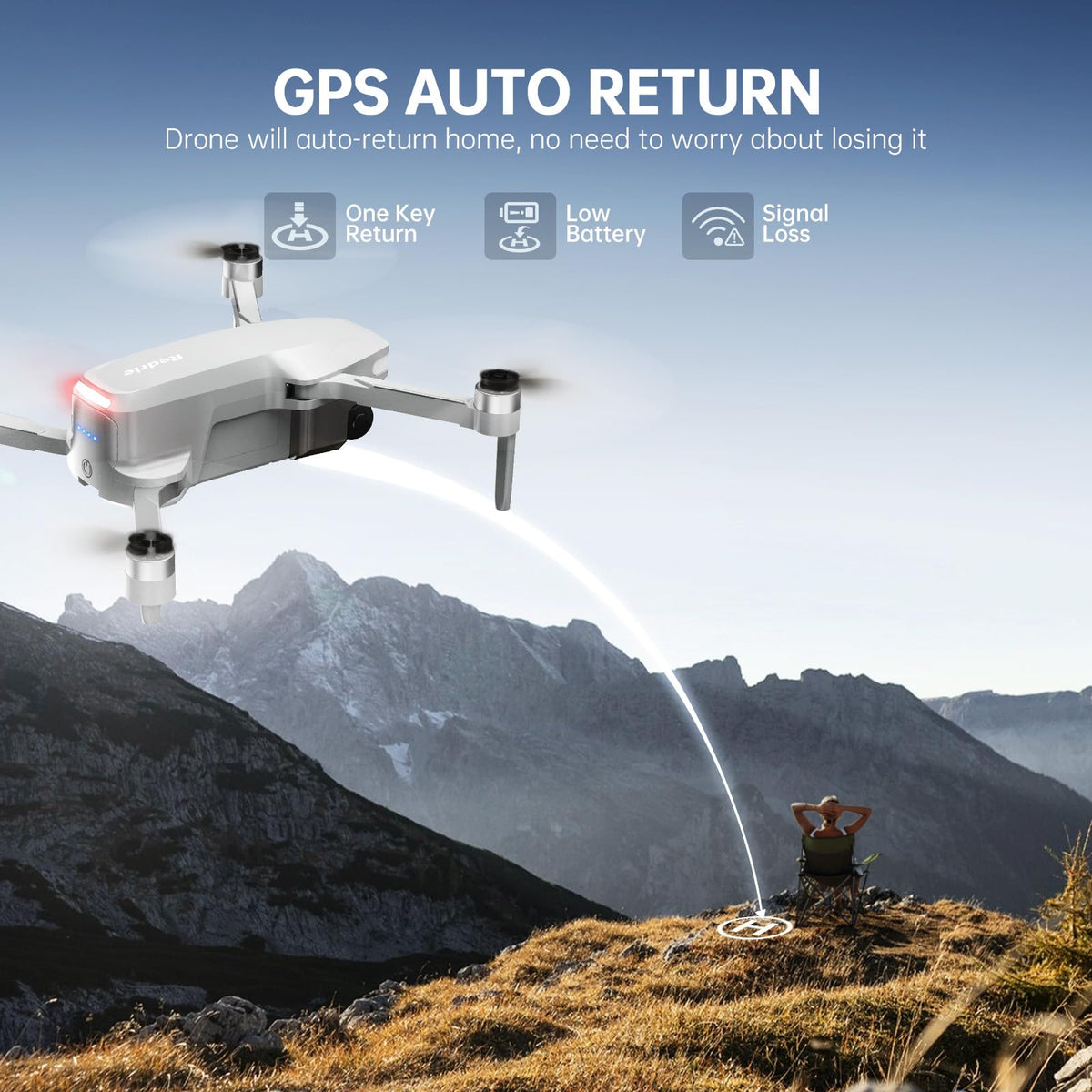 REDRIE drone features Tap Fly for precise shot direction