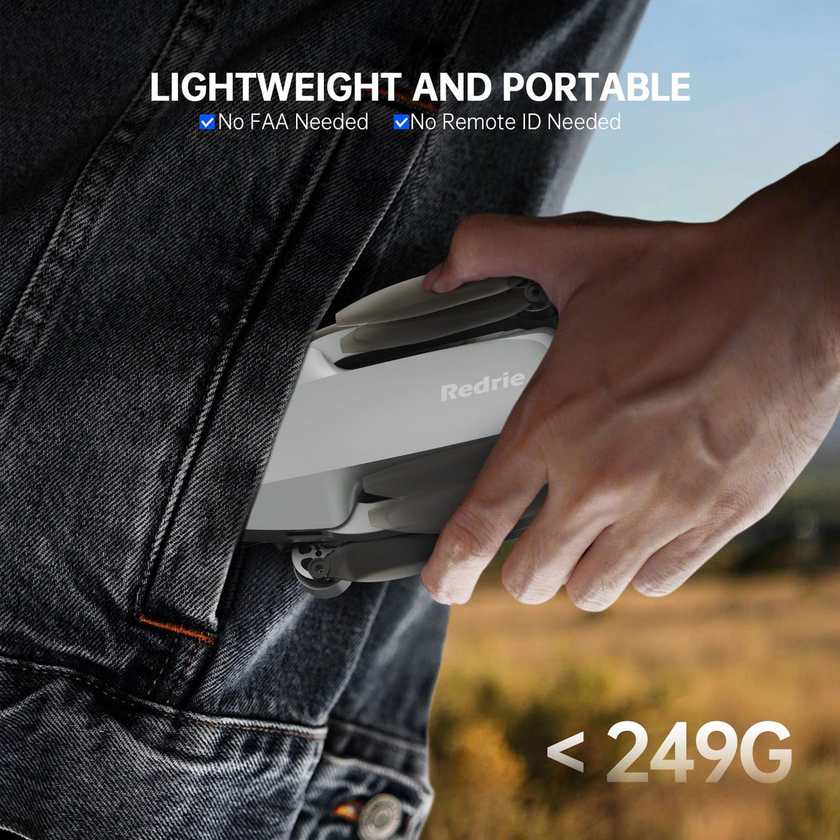 REDRIE drone weighs under 249g for weight-conscious travelers