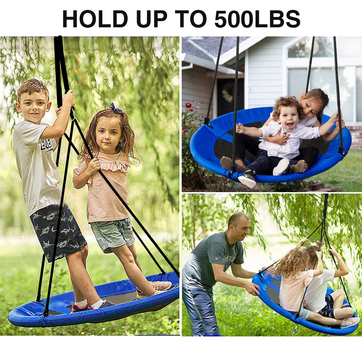 Large 43-inch diameter RedSwing swing suitable for multiple kids in the yard