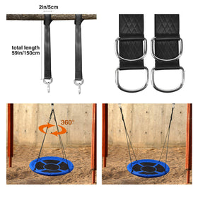 Adjustable-height braided ropes with included hooks support versatile setups