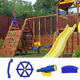 RedSwing backyard playset attachments blue boost color appeal and kid-friendly usability