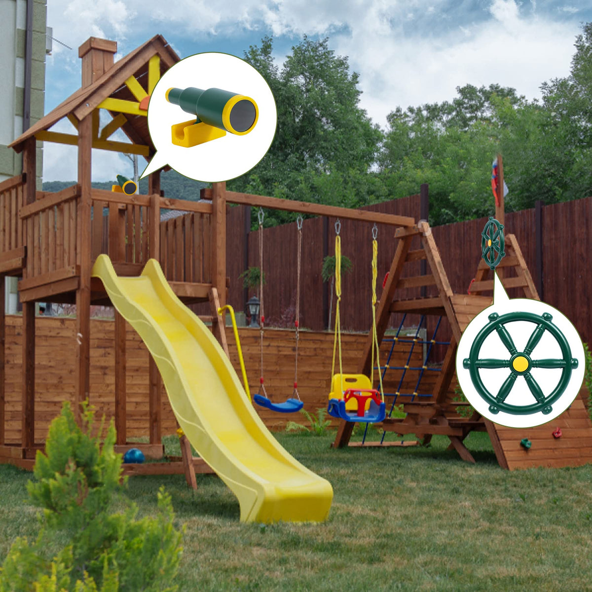 RedSwing swing-set enhancement boosts creative play in the yard.