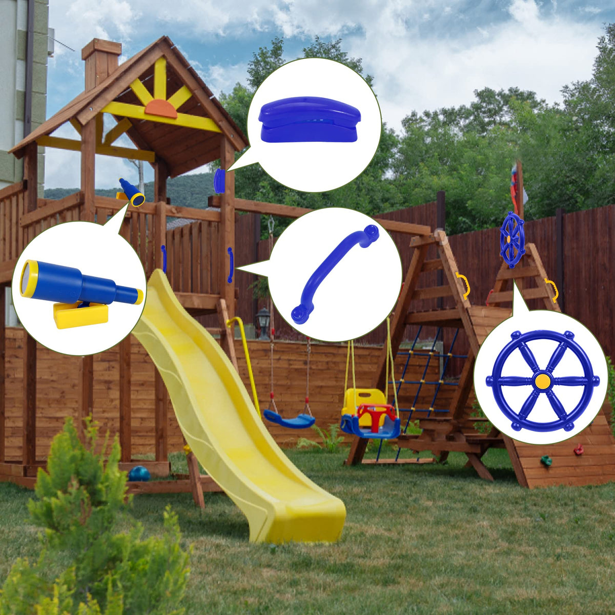 RedSwing swingset attachment blue adds color and easy access for kids
