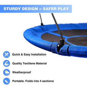 Weatherproof Textilene fabric used on the RedSwing saucer swing