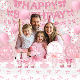 Redword Pink Bow Balloons brighten the party space with playful color.