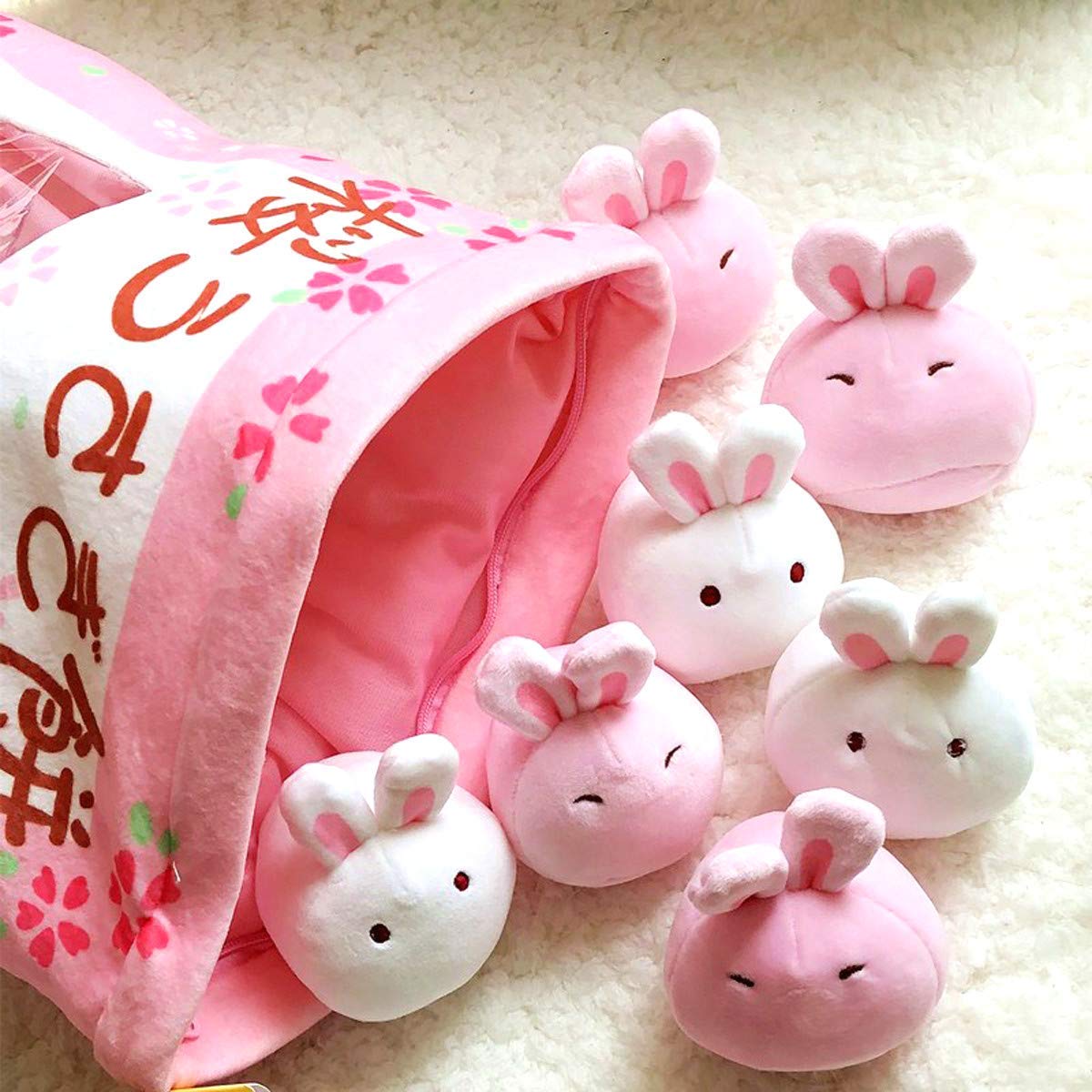 REFAHB eight removable bunny toys for decor and play.