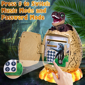 Refasy dinosaur piggy bank showing coins and bills capacity