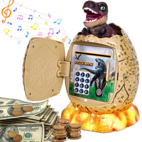 Refasy dinosaur piggy bank front view with password protection