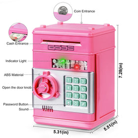 Refasy electronic piggy bank coin storage illustrating high capacity for coins.
