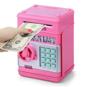 Refasy electronic piggy bank front view showing secure password access for kids.
