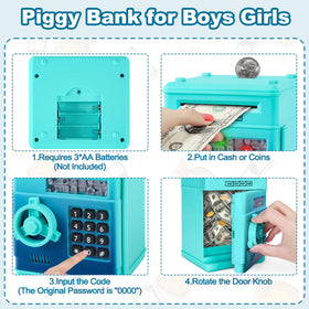 Refasy high-capacity money box stores coins and notes