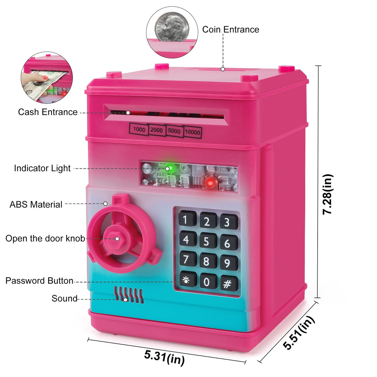 Refasy Rose Red piggy bank open door after correct code.