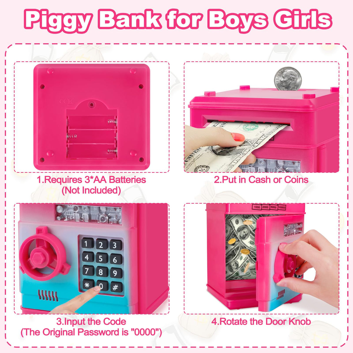 Refasy Rose Red piggy bank money scroll mechanism in action.