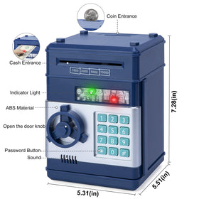 Refasy Piggy Bank coin capacity highlights space for coins to save.