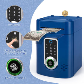 Refasy Piggy Bank blue top coin slot for easy deposits during playtime.