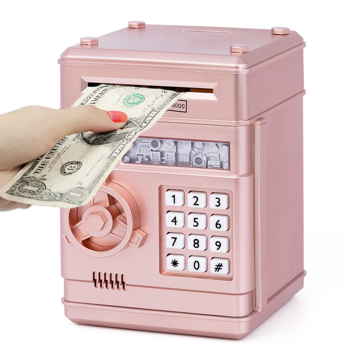 Refasy piggy bank toy front view with secure design for kids' savings.