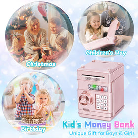 Refasy piggy bank toy rose gold design adding style to kids' room.