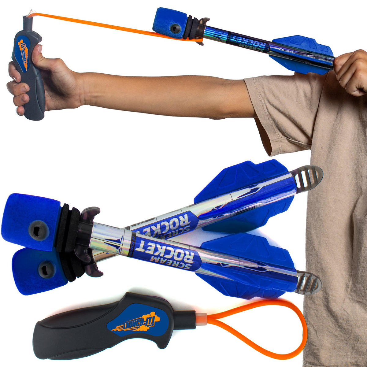 Refresh Sports rocket launcher front view; durable construction for safe outdoor play