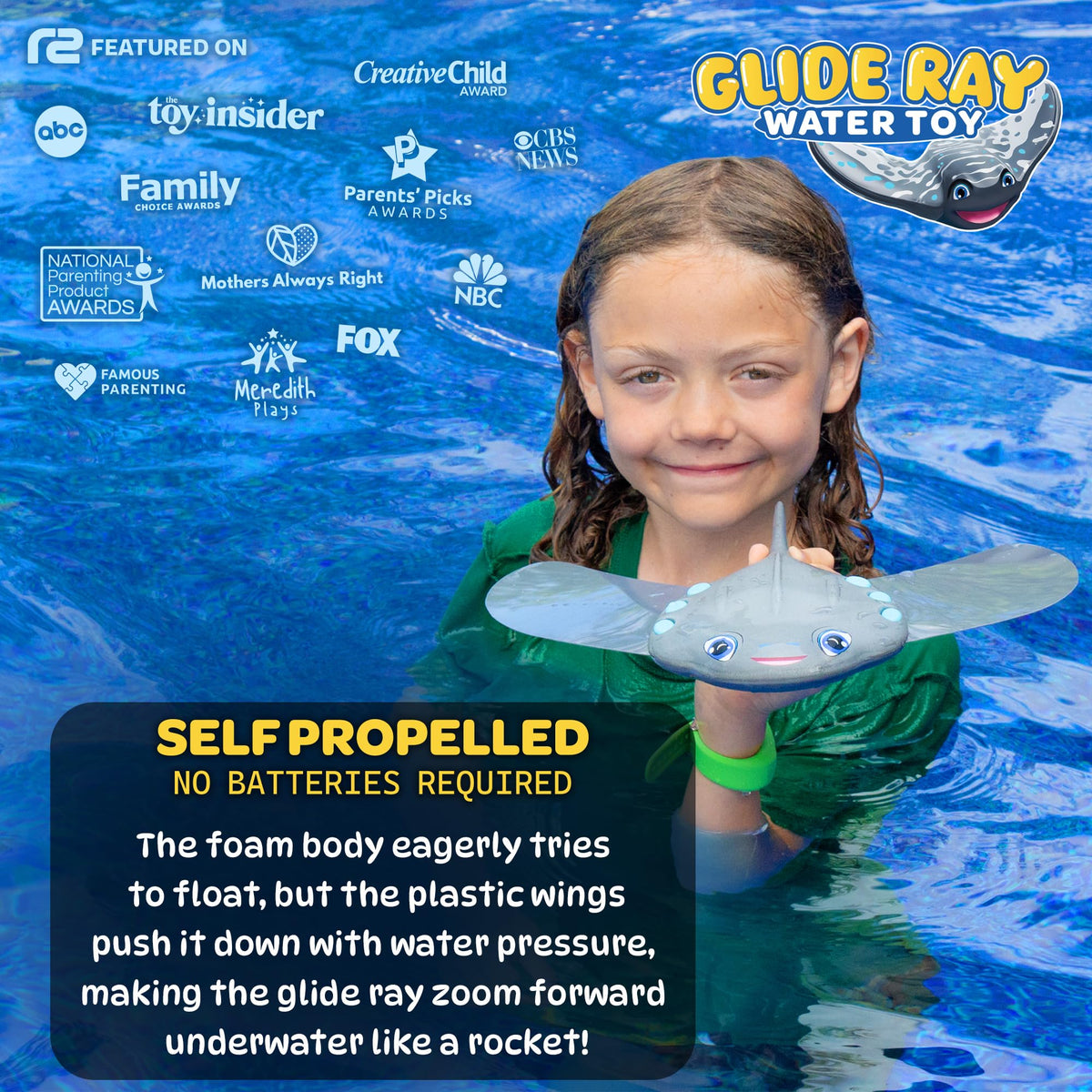 Refresh Sports Stingray Pool Torpedo activates by water for self-propelled pool play