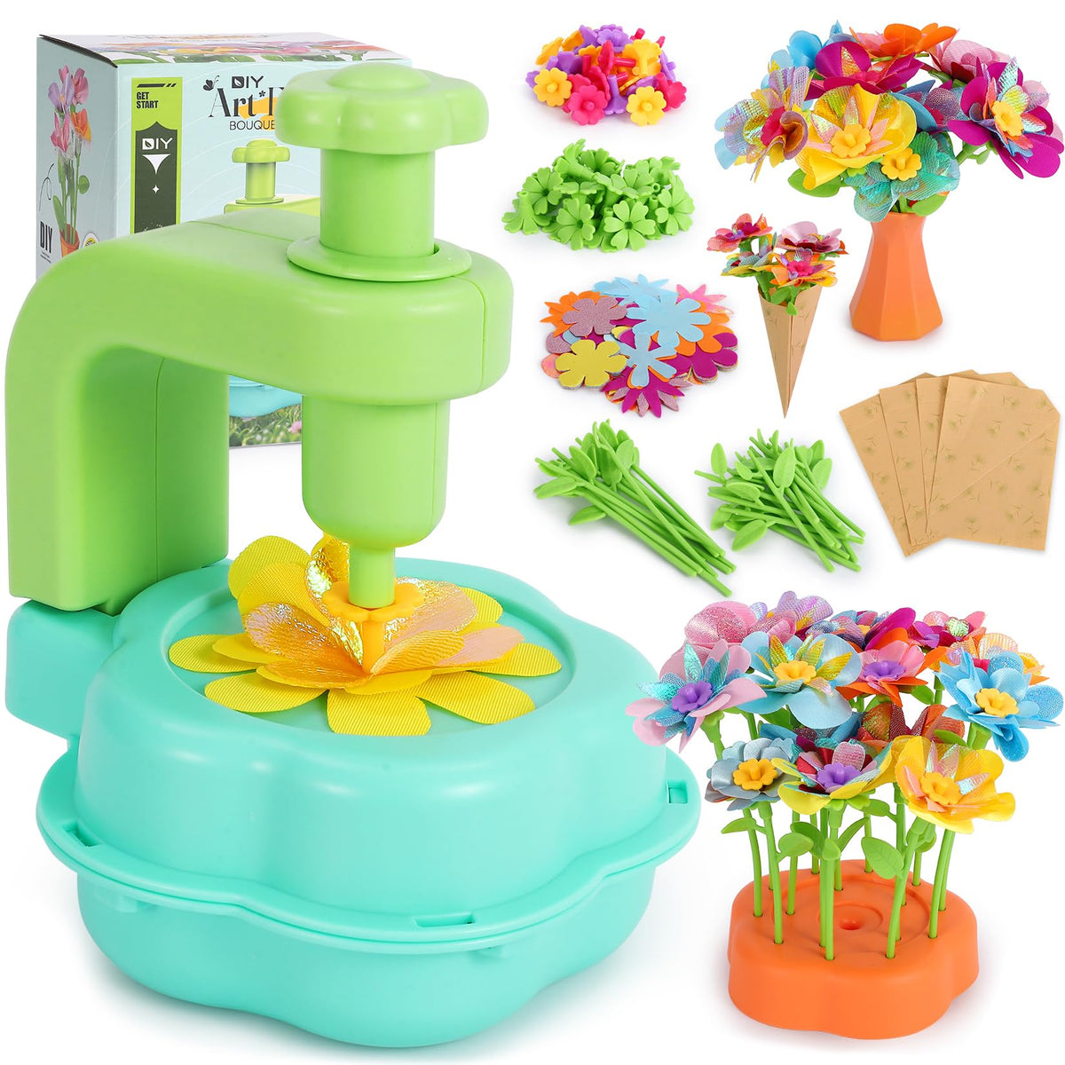REFTTENW Flower Craft Kit with colorful petals ready for a bouquet