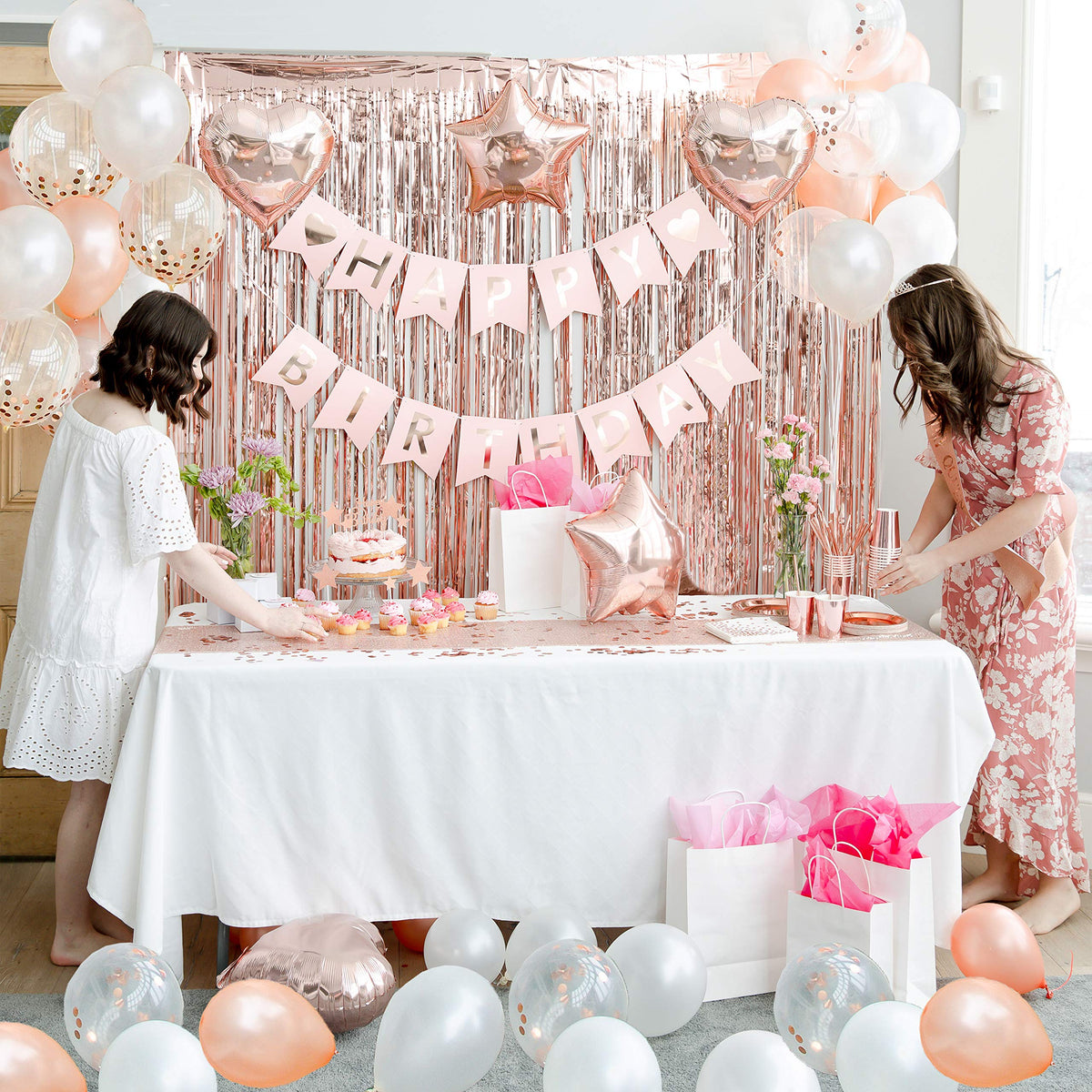 REGAL DECORATIONS 18-inch rose gold foil balloons in heart and star shapes