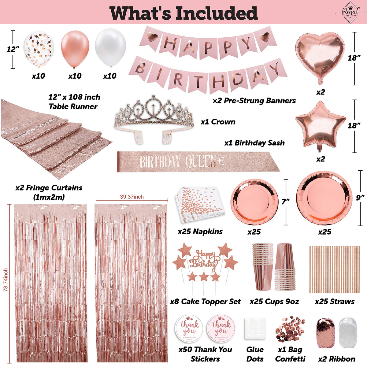 REGAL DECORATIONS 12-inch rose gold balloons for a stylish celebration