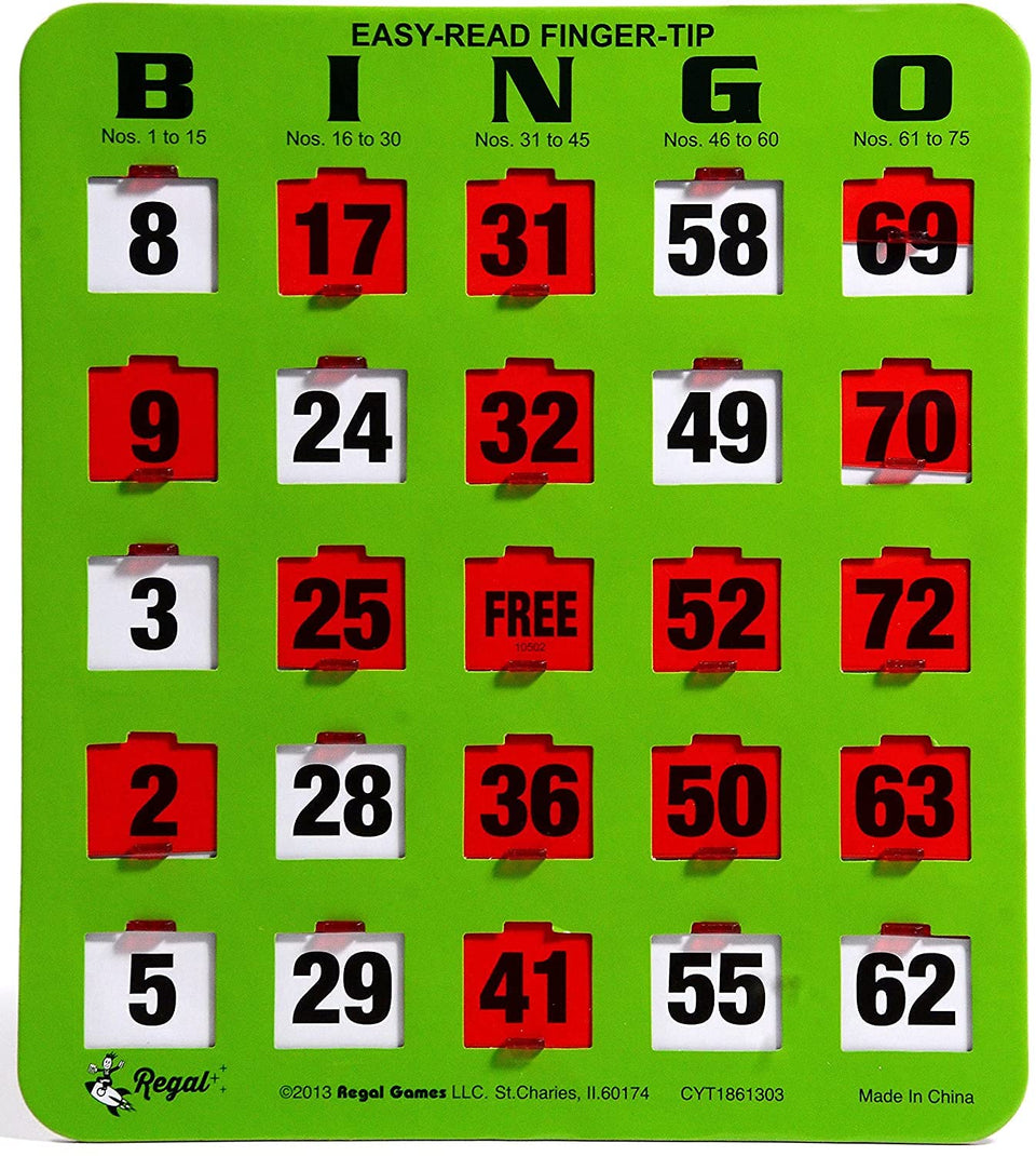 Regal Games bingo bulk cards with sliding windows for smooth, mess-free gameplay.