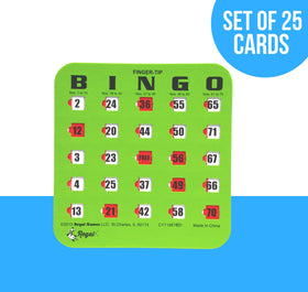 Regal Games green-colored bingo cards enhance visual contrast