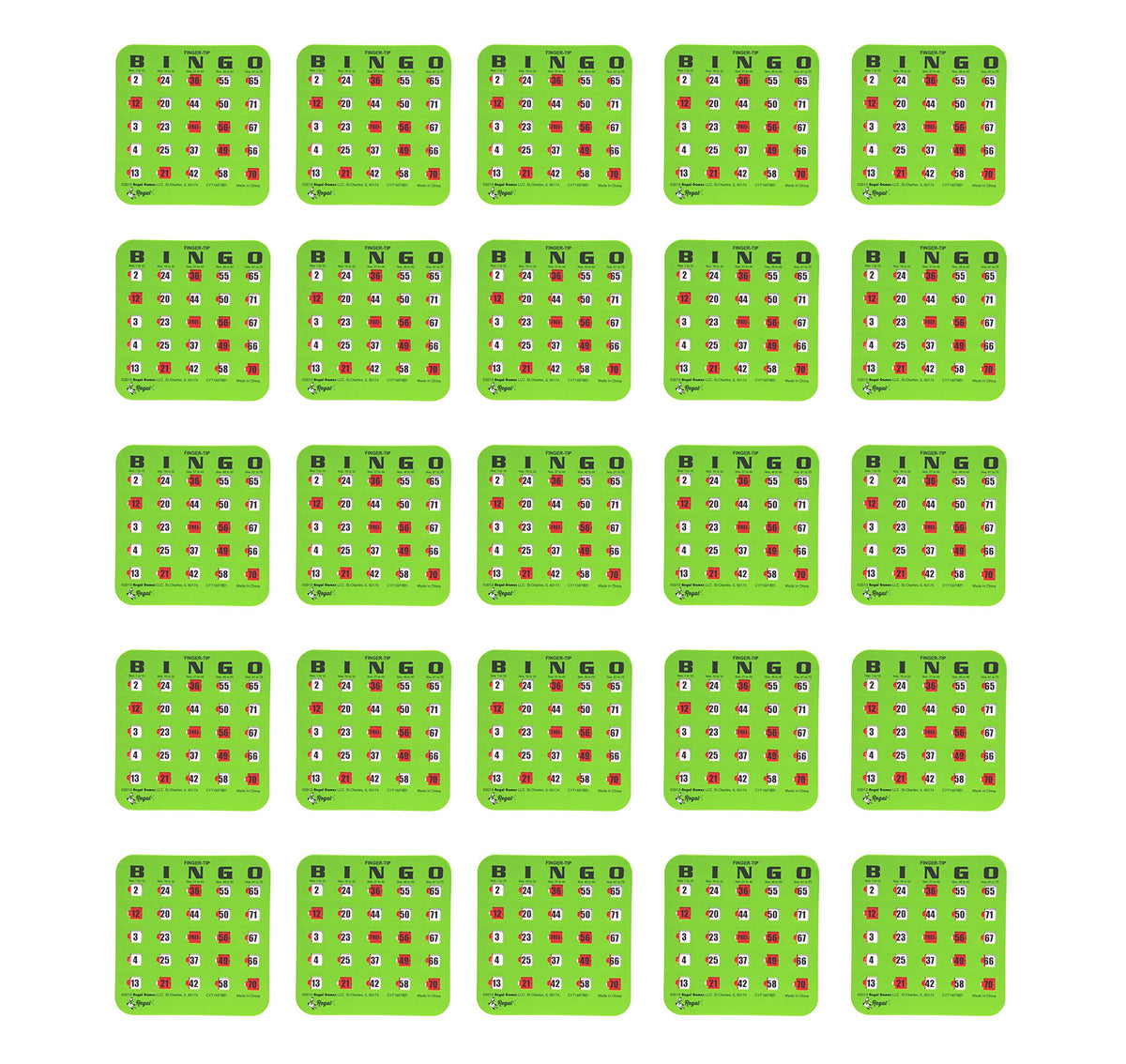 Regal Games large-print 25-pack bingo cards for easier visibility