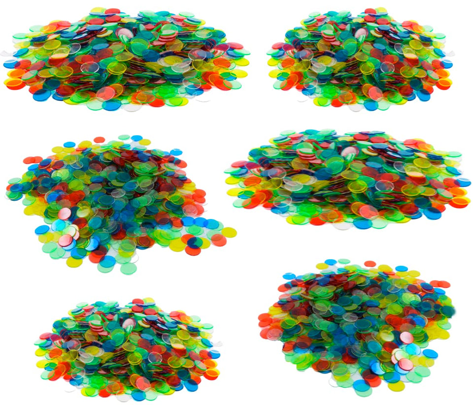 Regal Games clear bingo chips with 3000-count set, ideal for large group games.