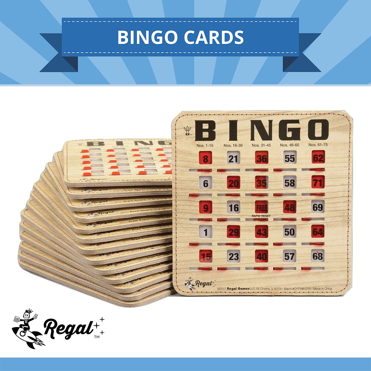 Regal Games bulk bingo cards for adults, reusable and travel-ready for gatherings