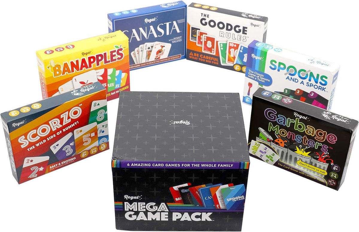 Regal Games family night setup shows compact, travel-friendly packaging.