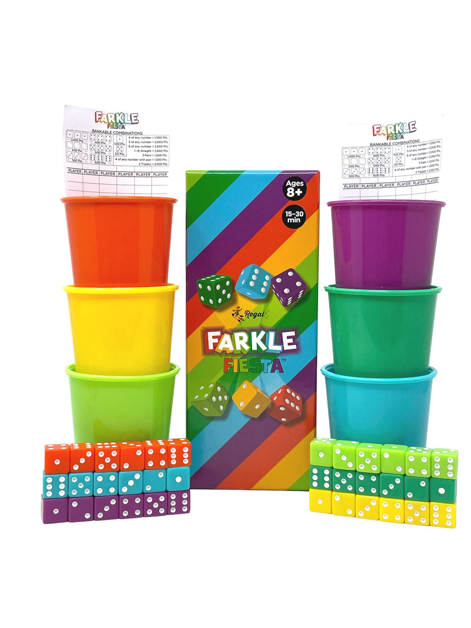 Regal Games Farkle Fiesta colorful dice sets for fast, fun family play