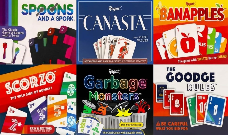 Regal Games Canasta deck front with bright colors for easy reading.