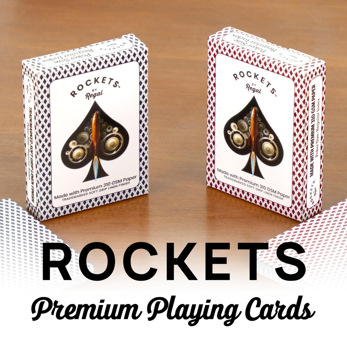 Regal Games Rockets bulk decks stacked with a smooth linen finish for easy handling.